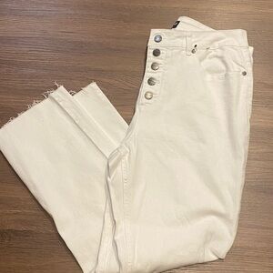 Kenneth Cole High Rise White Button-Fly Jeans